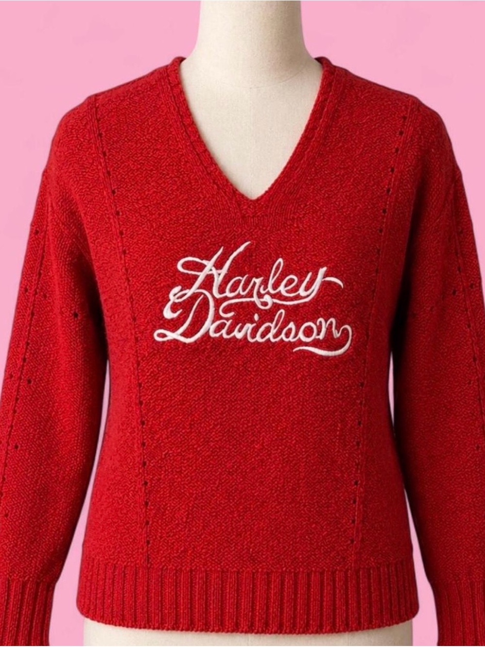 Harley Davidson Limited Issue Station V Neck Sweater Red